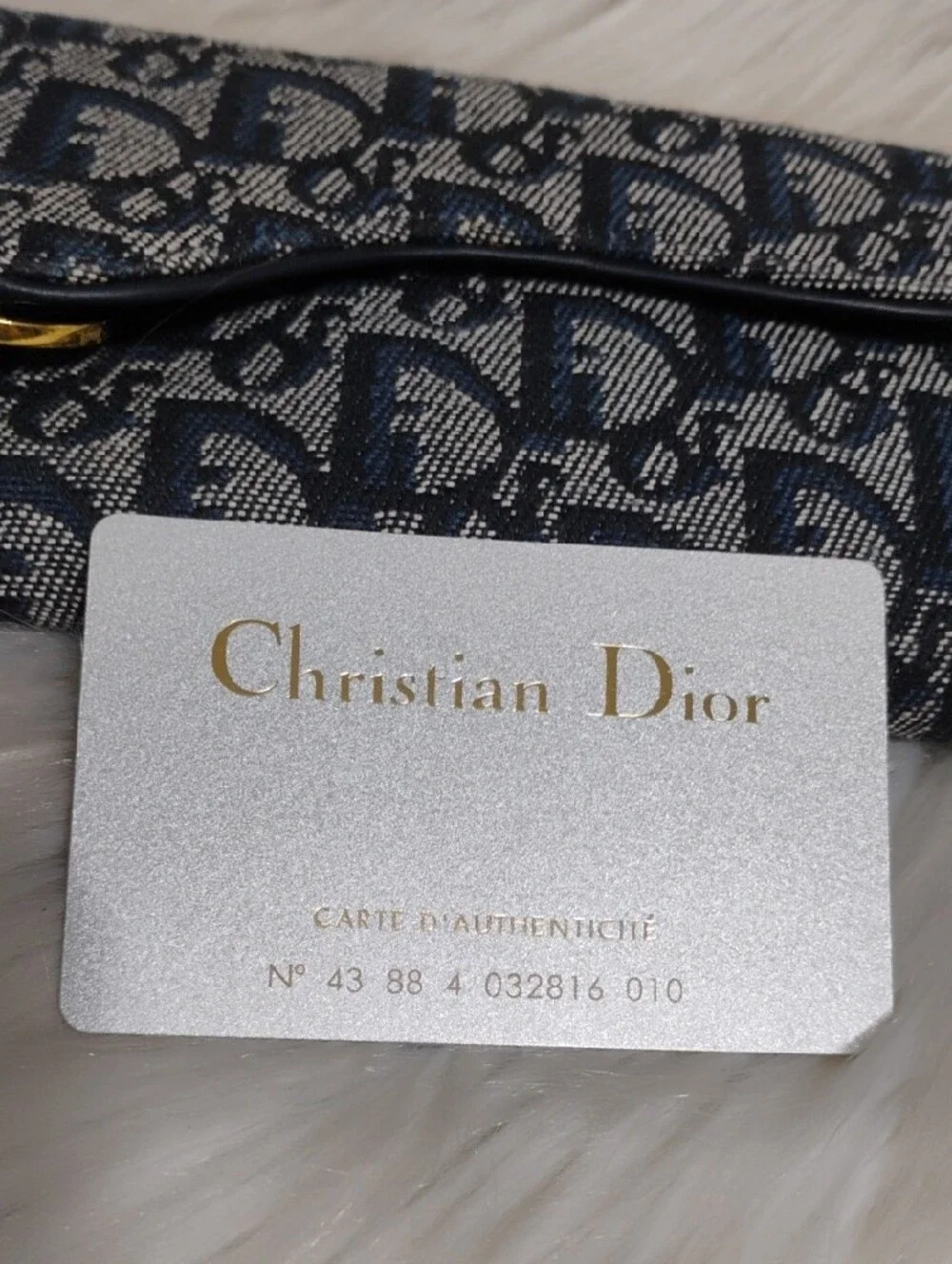 SALE! Christian Dior Navy Monogram Canvas Saddle Wallet W/Card
